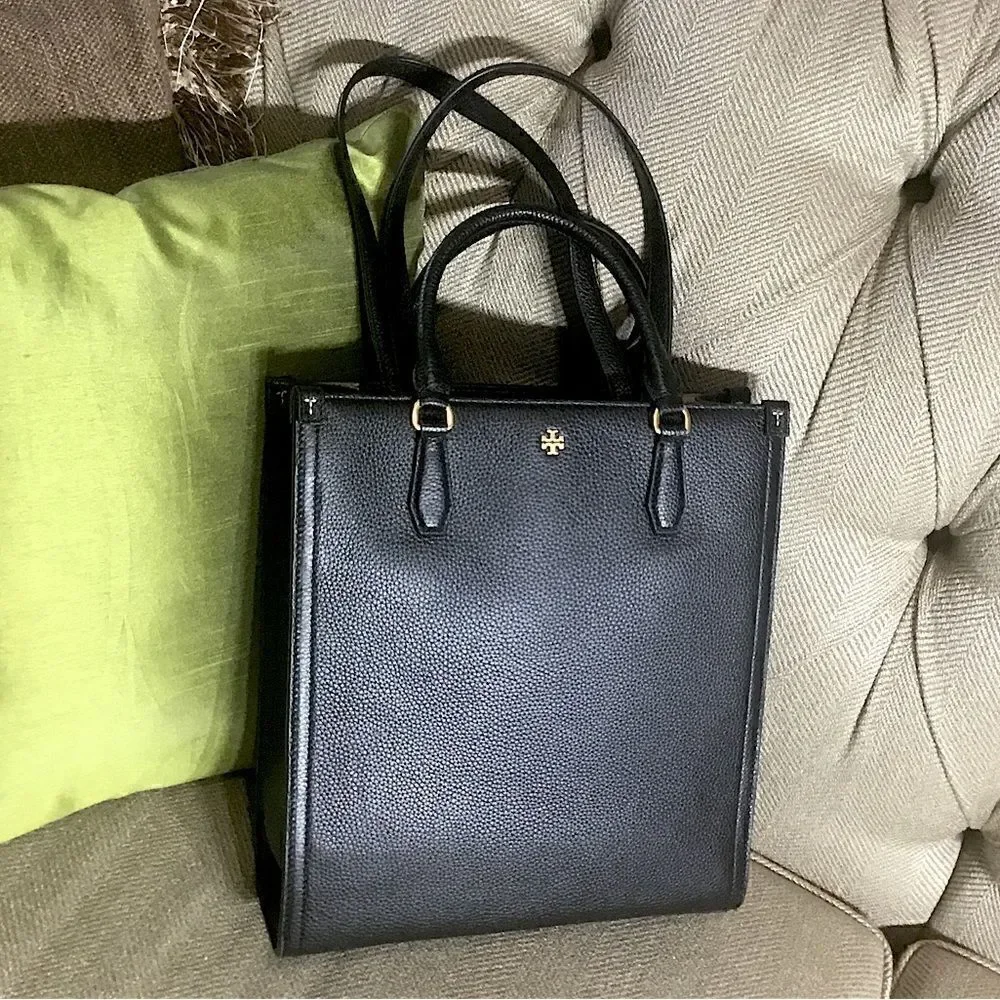 TORY BURCH SHOULDER BAG, BLACKS HANDBAG WITH TORY BURCH LOGO IN GOLD TONE